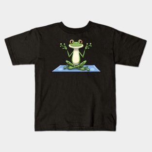 Frog practicing yoga Kids T-Shirt